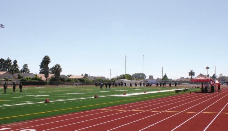 Los Amigos High School christened its new nine-lane, all-weather track and synthetic turf field on campus during a ribbon-cutting ceremony on Aug. 7. Photo by SCOTT ROGERS / Fountain Valley Living Magazine